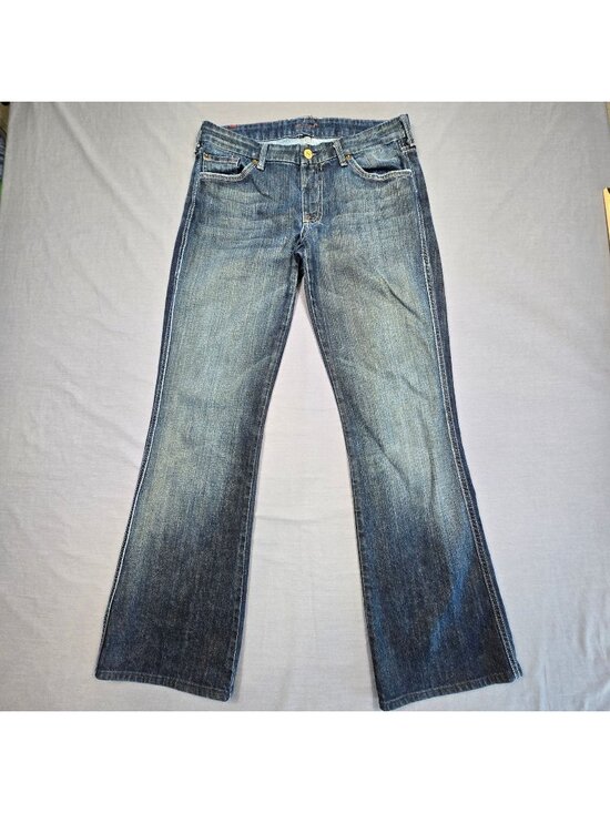 7 For All Mankind Denim - 7 For All Mankind Womens Size 31 Flare Jeans Blue Denim "A" Pocket Design USA